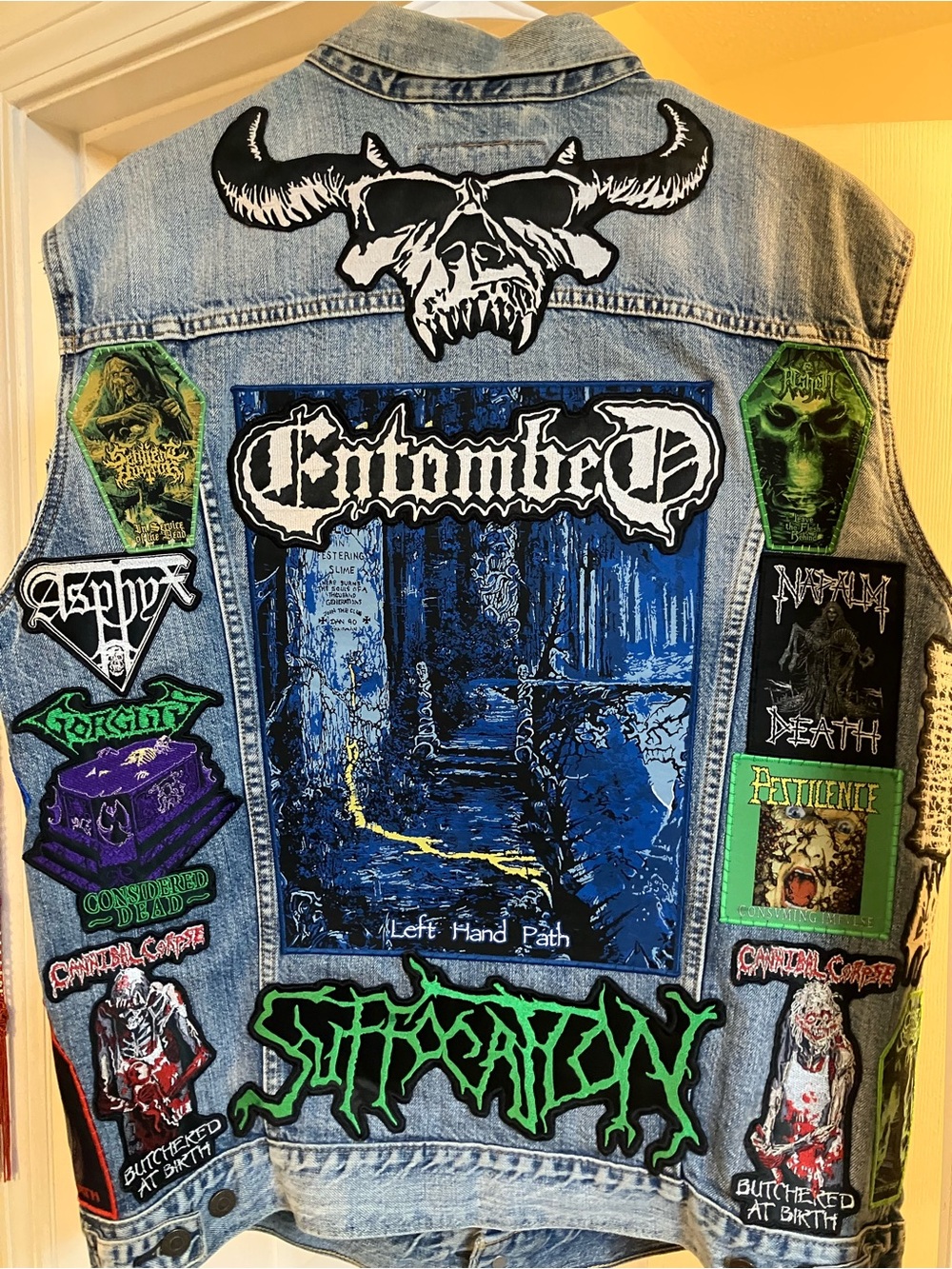 Levi's Denim Battle Vest Death Metal Entombed, Obituary, Death, Deicide